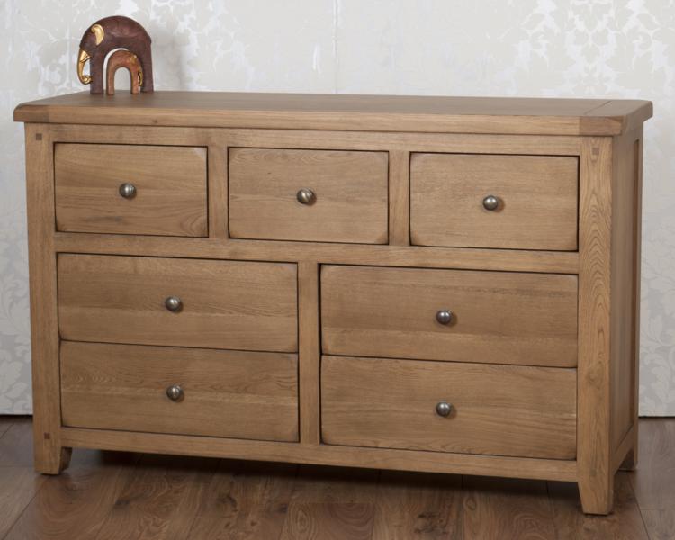 Oak Bedroom Chest Drawers Solid Wood 7 Drawer In Chunky Dorset