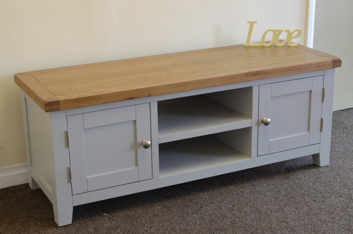 Oak Tv Stand Cabinet Unit Plasma Bench Solid Pine In Dorset