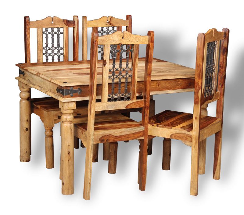 JALI LIGHT SHEESHAM FURNITURE 120CM DINING TABLE AND 4 ...